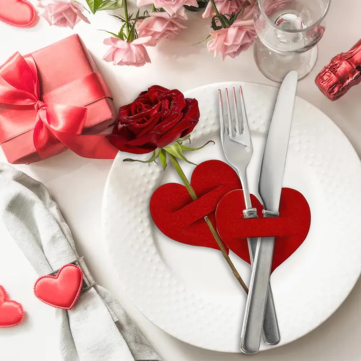 Set 10 buc. suport tacâmuri în formă de inimă