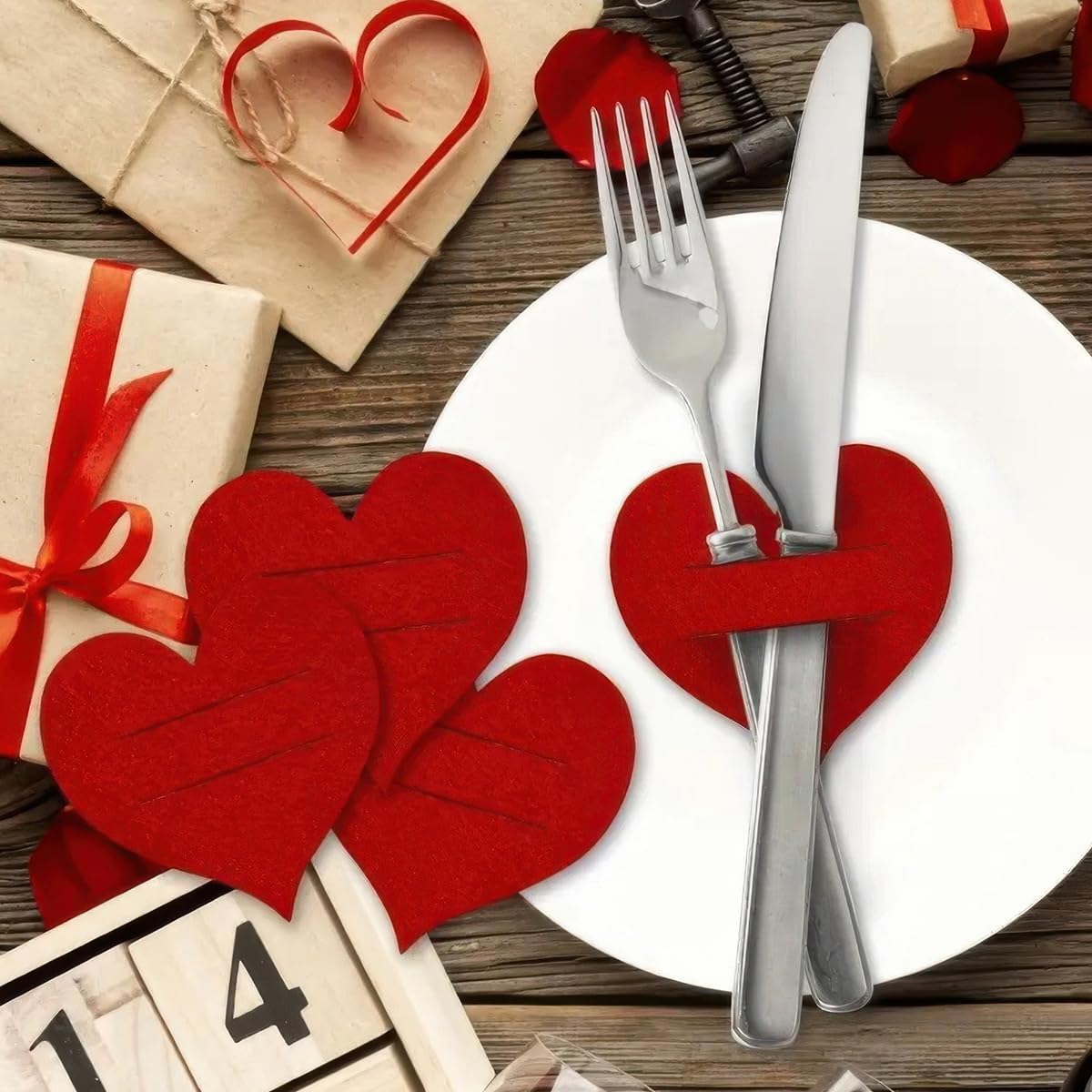 Set 10 buc. suport tacâmuri în formă de inimă